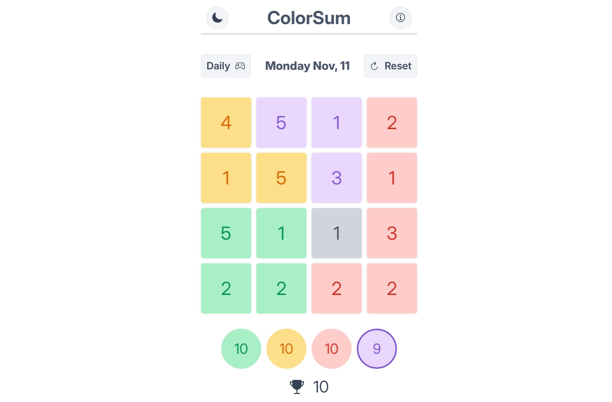 ColorSum | Color-matching Number Puzzle Game ColorSum | Color-matching Number Puzzle Game